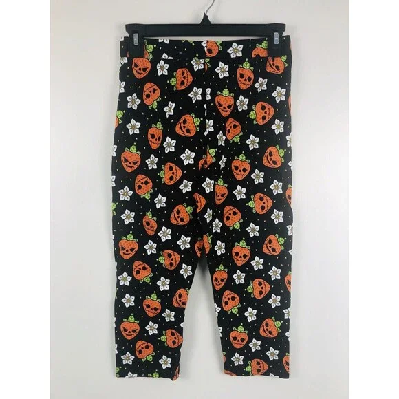 NWT!! Sourpuss Leggings Size S Strawberry Skulls Flowers Goth Punk Emo - Picture 6 of 10